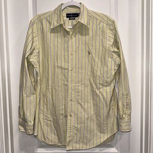 Ralph Lauren Shirt Men 15.5-32/33 Classic Fit Button Up Long Sleeve Yellow Strip